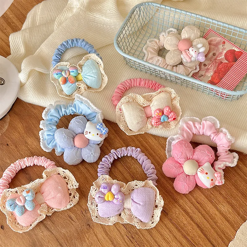 Lace Bow Hair Ties for Girls – Sweet Elastic Ponytail Holders for Toddlers and Babies, Gentle Non-Pull Hair Rings for Bun Hairstyles, Cute Princess Hair Accessories for Kids